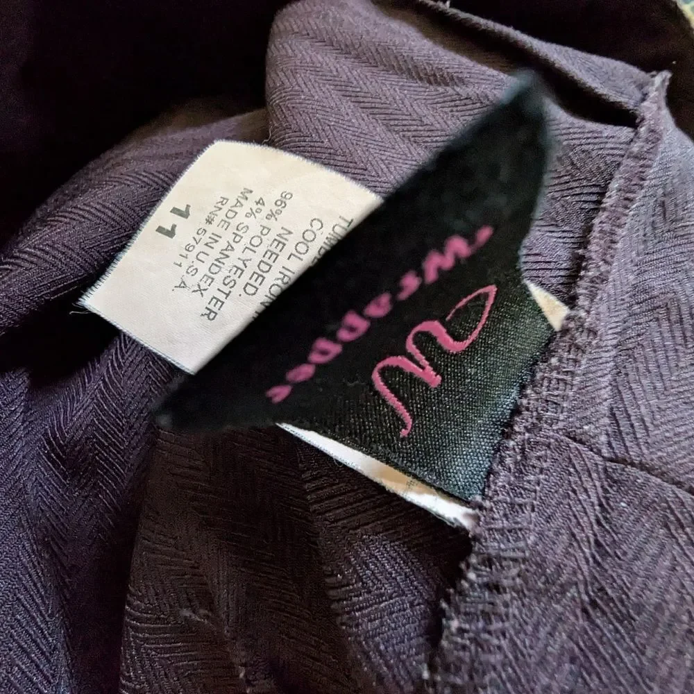 Low & Loose Trousers 11 Grape Purple Cuffed Pants Belt Loops Light Pinstripes